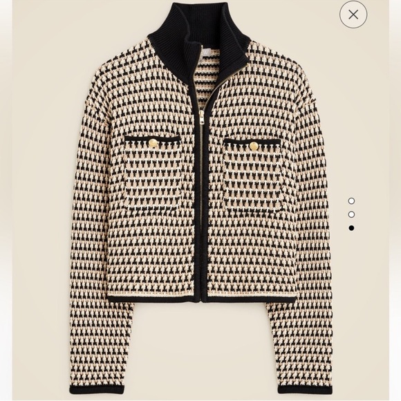 NWT J Crew Jacquard sweater-jacket CB934 sz L - Picture 2 of 10